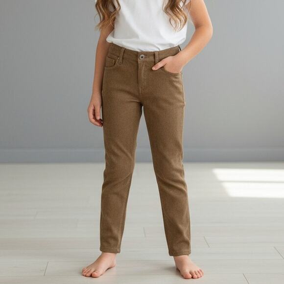 Sneak Peek Juniors Khaki Pebbled Print Skinny Stretch Leggings Size Medium - Picture 1 of 5